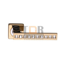 Дверная ручка на квадратном основании SILLUR C199 P.GOLD/CRYSTAL золото/кристаллы