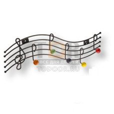 MELODY Вешалка детская, чёрная эмаль, с цветными кнопками из фарфора