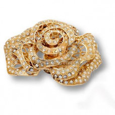MOB 403 SWA 19 Ручка кнопка в форме розы с кристаллами Swarovski, цвет - глянцевое золото
