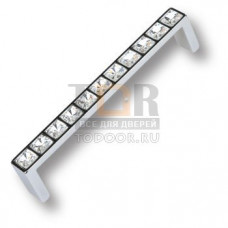 MT9141A-40 Ручка скоба с кристаллами эксклюзивная коллекция, глянцевый хром 128 мм