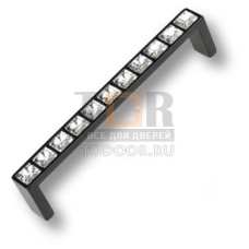 MT9141A-531E Ручка скоба с кристаллами эксклюзивная коллекция, черный матовый 128 мм
