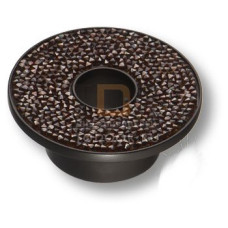 STONE32/N-SW/R Ручка кнопка c гранатовыми кристаллами Swarovski, цвет покрытия - чёрный 32 мм