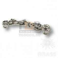 TU 128 PSWA 15 Ручка скоба с кристаллами Swarovski, эксклюзивная коллекция, глянцевое серебро 128