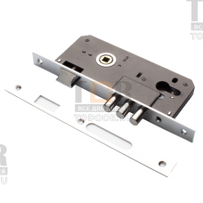 Замок врезной LBB 8545-4/2 85х45 мм 3 круглых ригеля и защелка CP хром